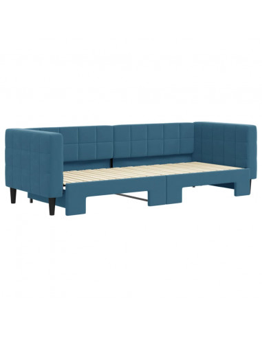 Divano Letto con Letto Estraibile Blu 80x200 cm in Velluto