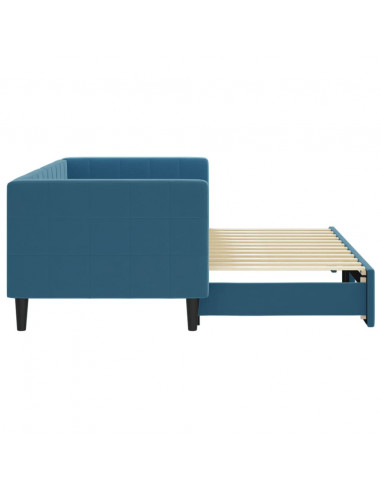 Divano Letto con Letto Estraibile Blu 80x200 cm in Velluto