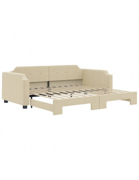 Divano Letto con Letto Estraibile Crema 90x200 cm in Tessuto