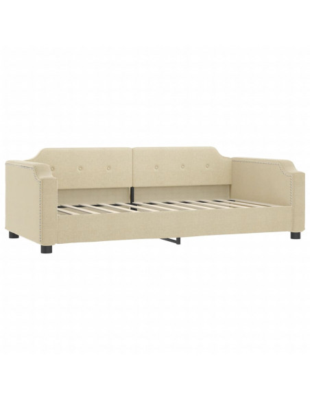 Divano Letto con Letto Estraibile Crema 90x200 cm in Tessuto