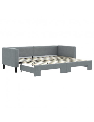 Divano Letto con Letto Estraibile Grigio Chiaro 80x200 Tessuto