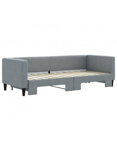 Divano Letto con Letto Estraibile Grigio Chiaro 80x200 Tessuto