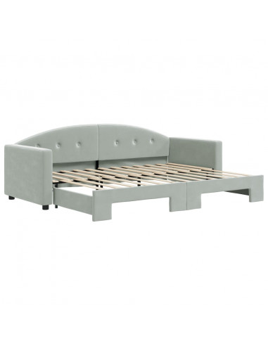 Divano Letto con Letto Estraibile Grigio Chiaro 80x200 Velluto