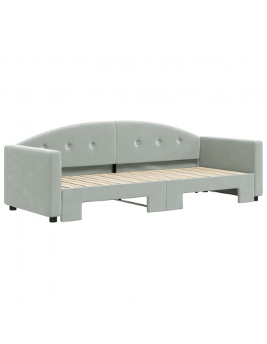Divano Letto con Letto Estraibile Grigio Chiaro 80x200 Velluto