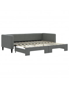 Divano Letto con Letto Estraibile Grigio Scuro 80x200 Tessuto 2