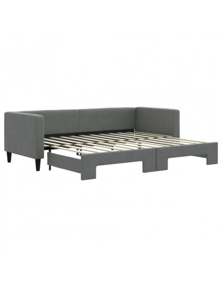 Divano Letto con Letto Estraibile Grigio Scuro 80x200 Tessuto
