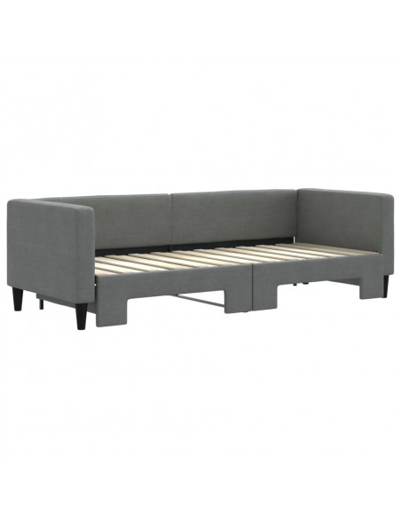 Divano Letto con Letto Estraibile Grigio Scuro 80x200 Tessuto