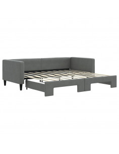 Divano Letto con Letto Estraibile Grigio Scuro 90x190cm Tessuto 2