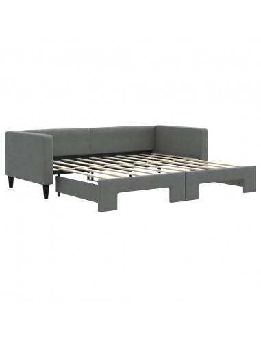 Divano Letto con Letto Estraibile Grigio Scuro 90x190cm Tessuto