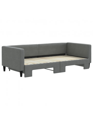 Divano Letto con Letto Estraibile Grigio Scuro 90x190cm Tessuto