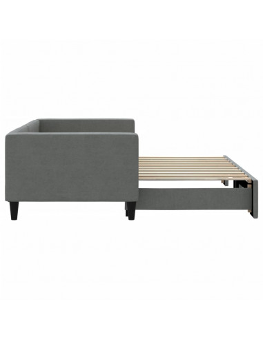 Divano Letto con Letto Estraibile Grigio Scuro 90x190cm Tessuto