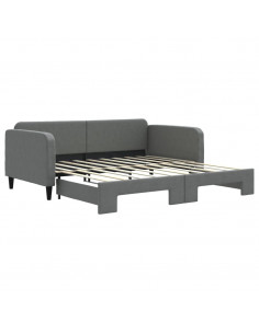 Divano Letto con Letto Estraibile Grigio Scuro 90x190cm Tessuto 2