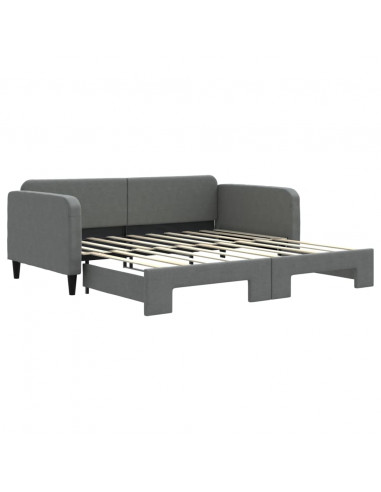 Divano Letto con Letto Estraibile Grigio Scuro 90x190cm Tessuto