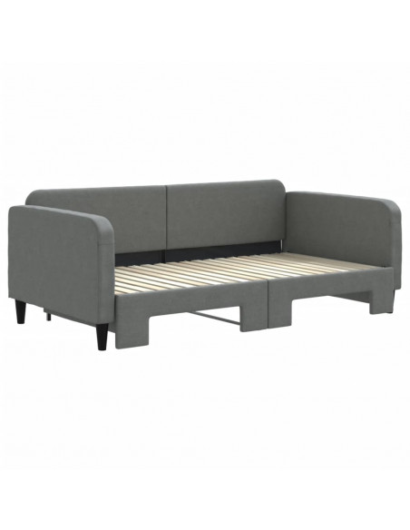 Divano Letto con Letto Estraibile Grigio Scuro 90x190cm Tessuto