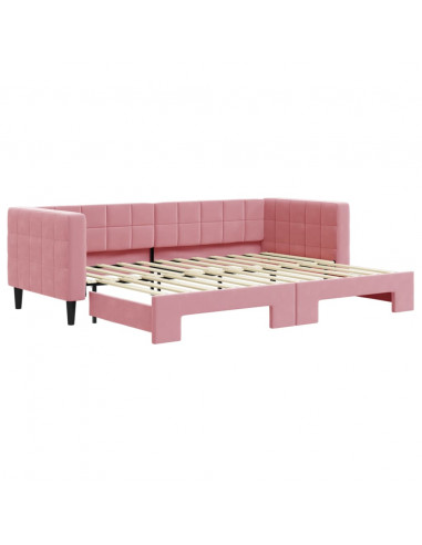 Divano Letto con Letto Estraibile Rosa 80x200 cm in Velluto