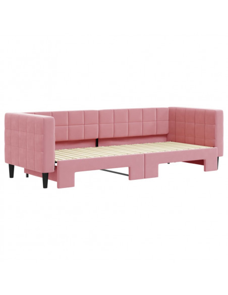 Divano Letto con Letto Estraibile Rosa 80x200 cm in Velluto