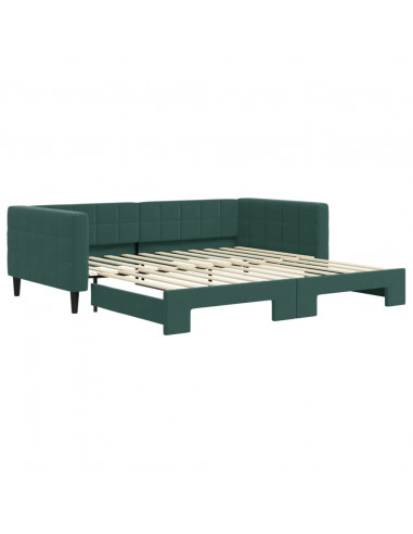 Divano Letto con Letto Estraibile Verde Scuro 100x200cm Velluto