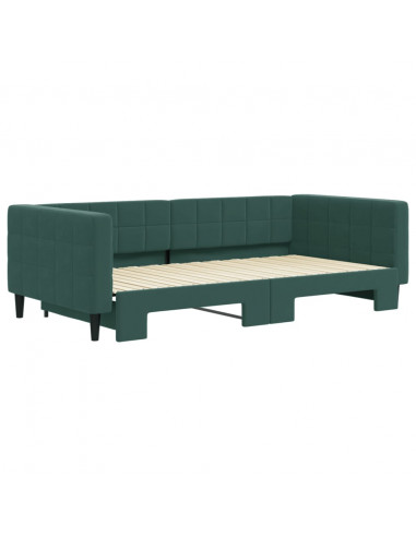 Divano Letto con Letto Estraibile Verde Scuro 100x200cm Velluto