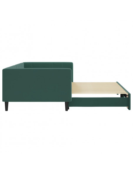 Divano Letto con Letto Estraibile Verde Scuro 100x200cm Velluto