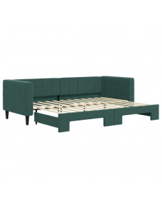 Divano Letto con Letto Estraibile Verde Scuro 80x200cm Velluto 2