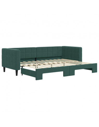 Divano Letto con Letto Estraibile Verde Scuro 80x200cm Velluto