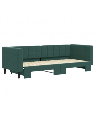 Divano Letto con Letto Estraibile Verde Scuro 80x200cm Velluto