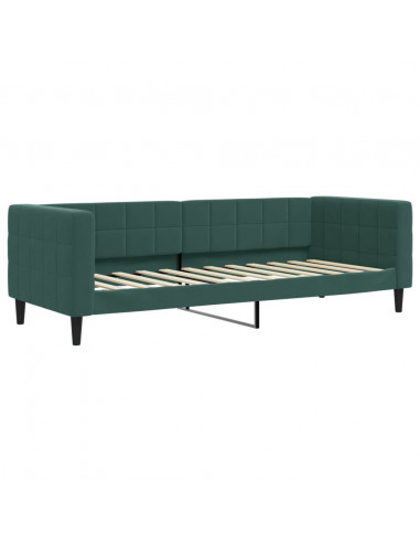 Divano Letto con Letto Estraibile Verde Scuro 80x200cm Velluto