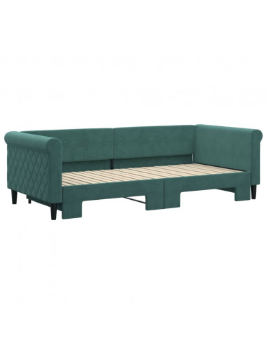 Divano Letto con Letto Estraibile Verde Scuro 90x200cm Velluto
