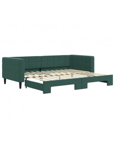 Divano Letto con Letto Estraibile Verde Scuro 90x200cm Velluto