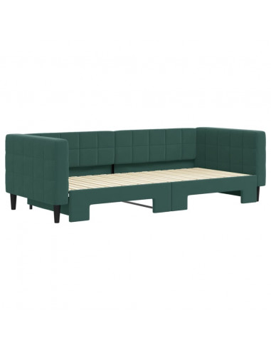 Divano Letto con Letto Estraibile Verde Scuro 90x200cm Velluto