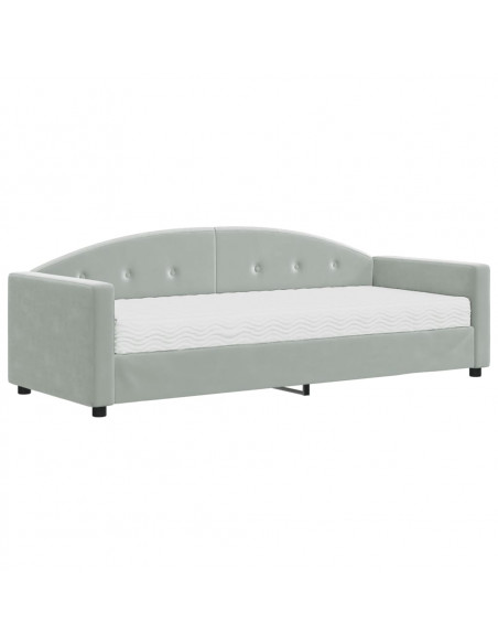 Divano Letto con Materasso Grigio Chiaro 80x200 cm in Velluto