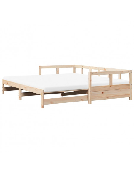 Divano Letto con Rotelle e Materasso 80x200 cm in Legno di Pino
