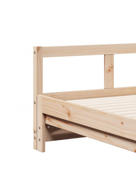Divano Letto con Rotelle e Materasso 80x200 cm in Legno di Pino