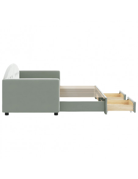 Divano Letto Estraibile Cassetti Grigio Chiaro 80x200cm Velluto