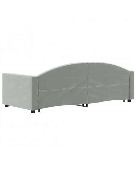 Divano Letto Estraibile Cassetti Grigio Chiaro 80x200cm Velluto