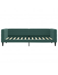Divano Letto Estraibile Cassetti Verde Scuro 100x200cm Velluto 2