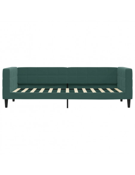 Divano Letto Estraibile Cassetti Verde Scuro 80x200cm Velluto