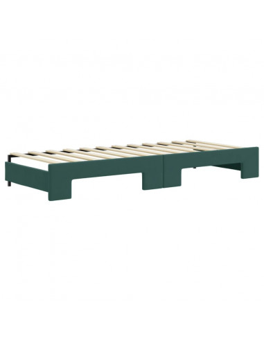 Divano Letto Estraibile Cassetti Verde Scuro 80x200cm Velluto