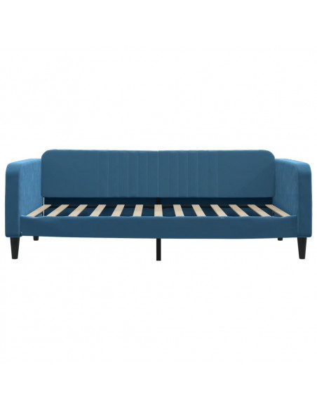 Divano Letto Estraibile con Cassetti Blu 100x200 cm in Velluto