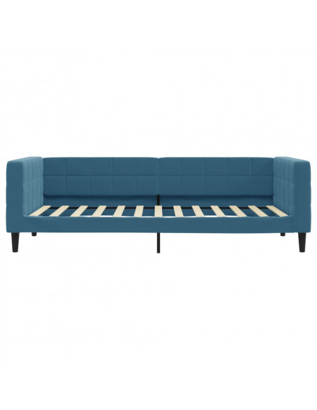 Divano Letto Estraibile con Cassetti Blu 100x200 cm in Velluto