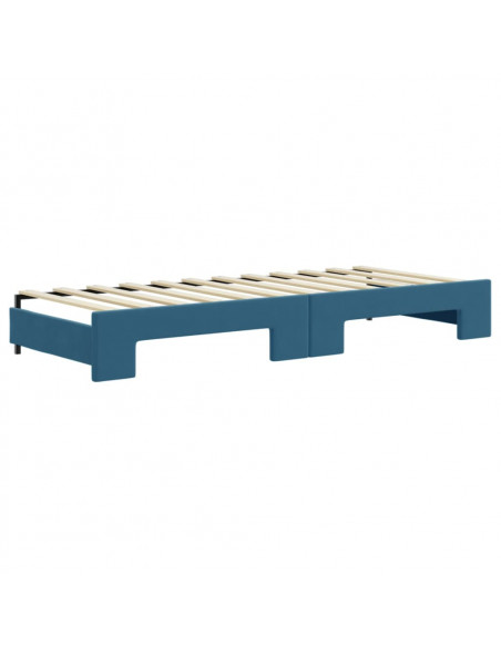 Divano Letto Estraibile con Cassetti Blu 80x200 cm in Velluto