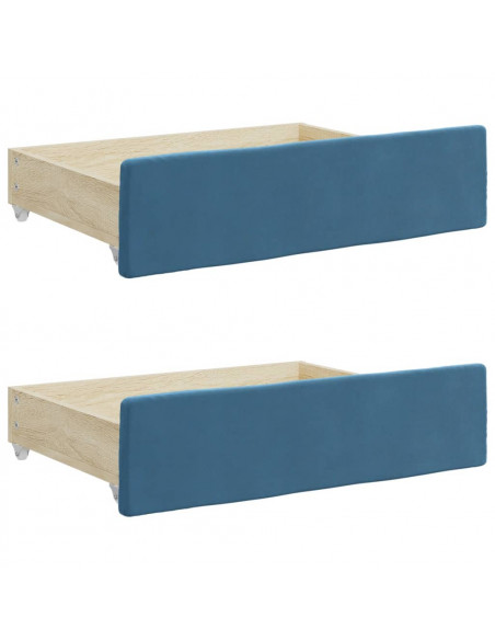 Divano Letto Estraibile con Cassetti Blu 80x200 cm in Velluto