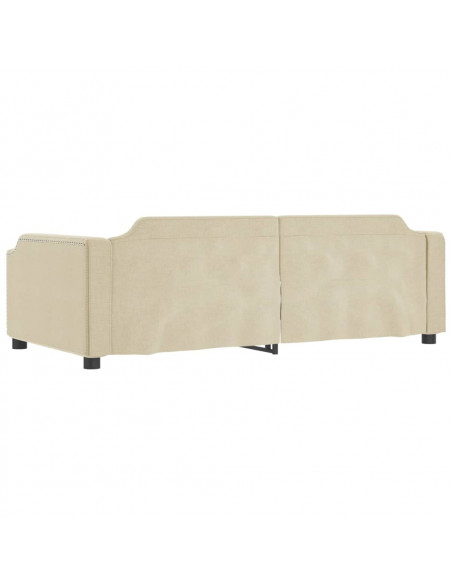 Divano Letto Estraibile con Cassetti Crema 90x200 cm in Tessuto