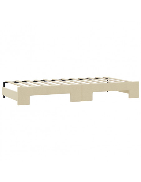 Divano Letto Estraibile con Cassetti Crema 90x200 cm in Tessuto
