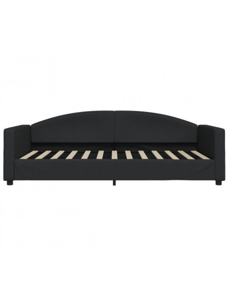 Divano Letto Estraibile con Cassetti Nero 100x200 cm in Tessuto
