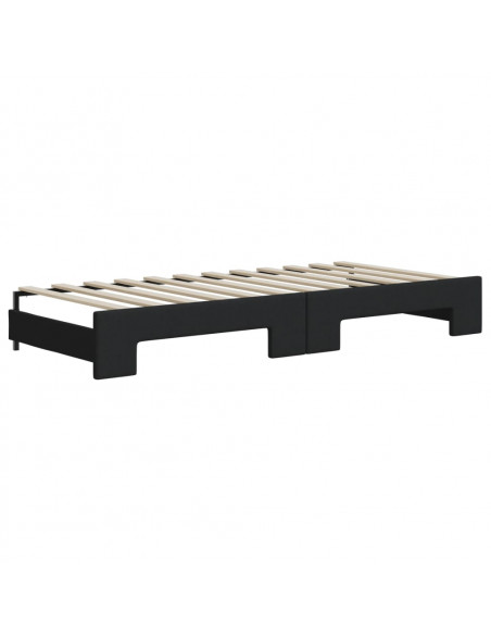 Divano Letto Estraibile con Cassetti Nero 100x200 cm in Tessuto