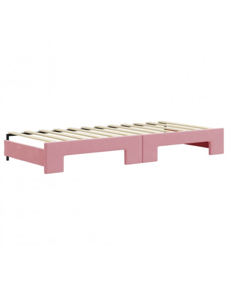 Divano Letto Estraibile con Cassetti Rosa 80x200 cm Velluto