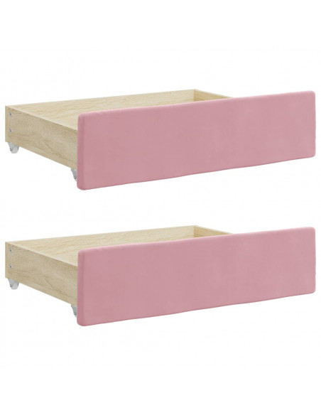 Divano Letto Estraibile con Cassetti Rosa 80x200 cm Velluto