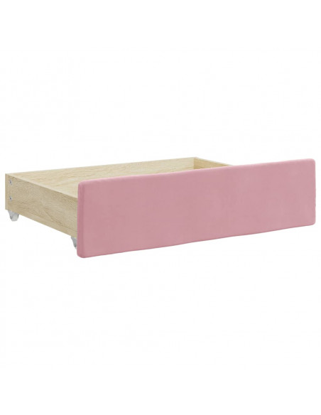 Divano Letto Estraibile con Cassetti Rosa 80x200 cm Velluto