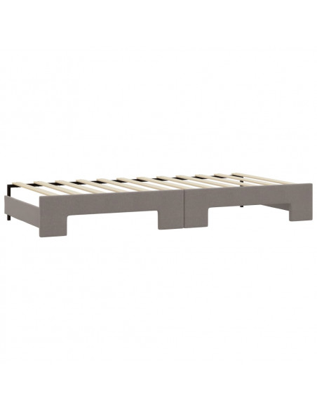 Divano Letto Estraibile con Cassetti Tortora 90x200 cm Tessuto